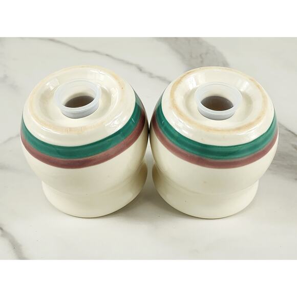 Pfaltzgraff Salt & Pepper Shakers Juniper 3" Stoneware 90's Green Mauve Vintage - Picture 10 of 13